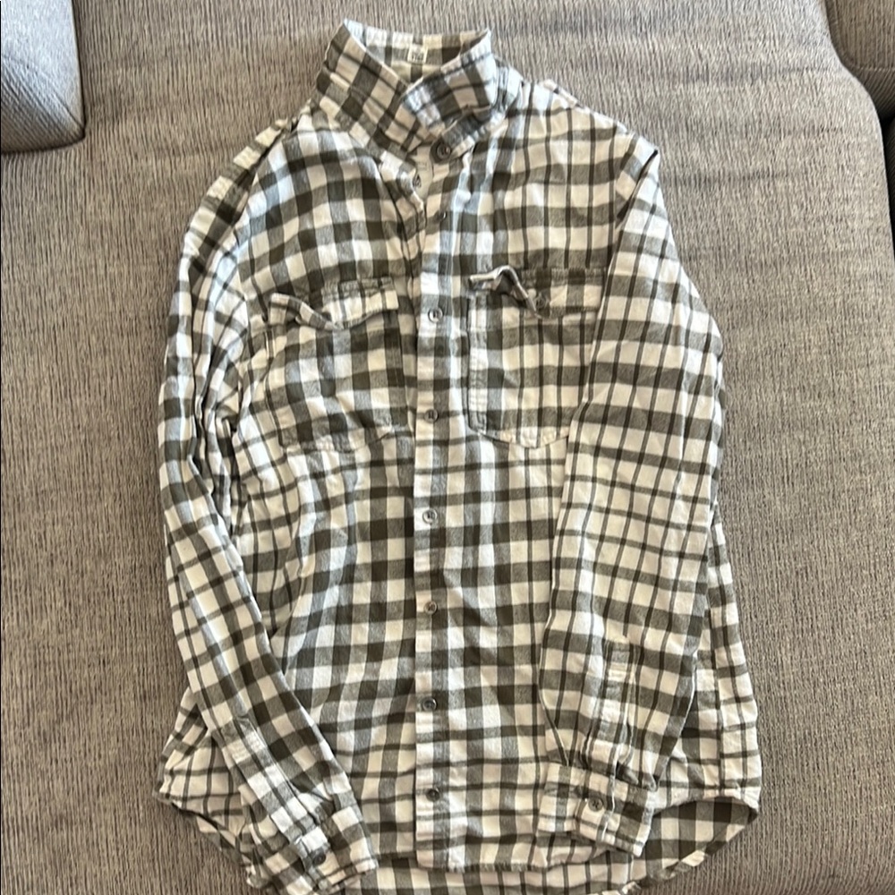 Billabong olive and White Casual Button Down Shirt